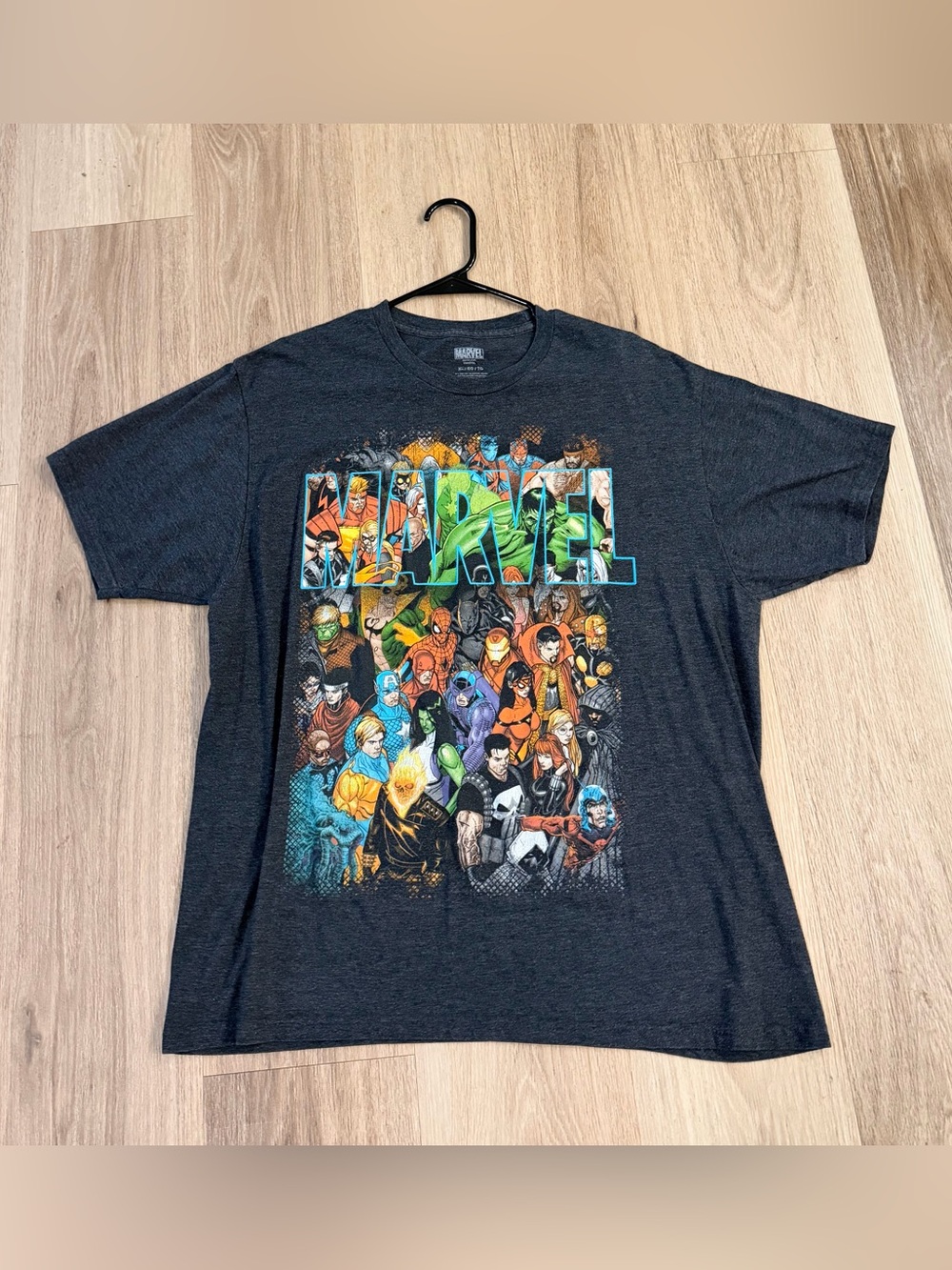 Marvel Men’s Charcoal with Multicolor Superhero Graphic Shirt size XL